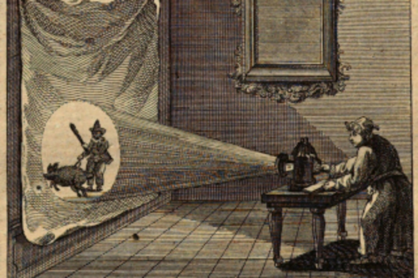 <b>Projektion mit einer Laterna Magica</b></br>Bildnachweis: Österreichische Nationalbibliothek