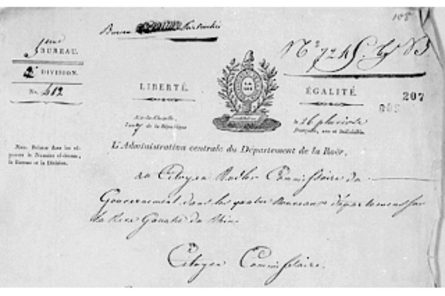 <b>Brief an Rudler, 14. Februar 1799</b></br>Bildnachweis: Landeshauptarchiv Koblenz, Best. 241, 015 Regierungskommissar Rudler, Sachakte Nr. 701, S. 207.